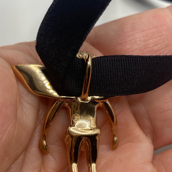 Vintage Guardian Angel Cherub Velvet Choker Necklace - Picture 10 of 10